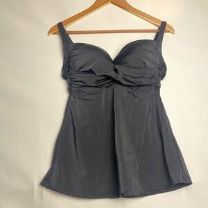 Soma Women Swim Tankini Top 34DD Bra Cup Black Underwire Adjustable straps